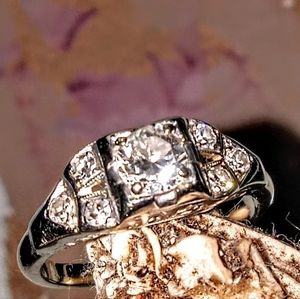 Eloa ring is a timeless antique square diamond engagement ring from the Art Deco